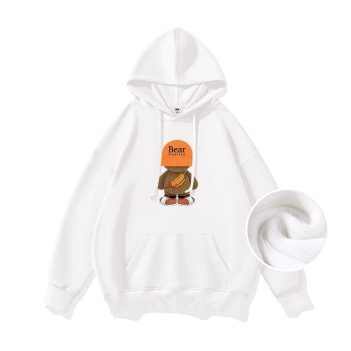 Cozy Cartoon Pocket Long Sleeve Pullover Women's Sweater