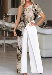 Women's Color Contrast Slimming Printed Jumpsuit