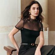 Flattering Sheer Short Sleeves Top