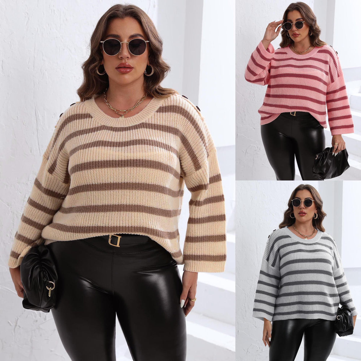 Color-block Patchwork Loose-fitting Pullover Sweater