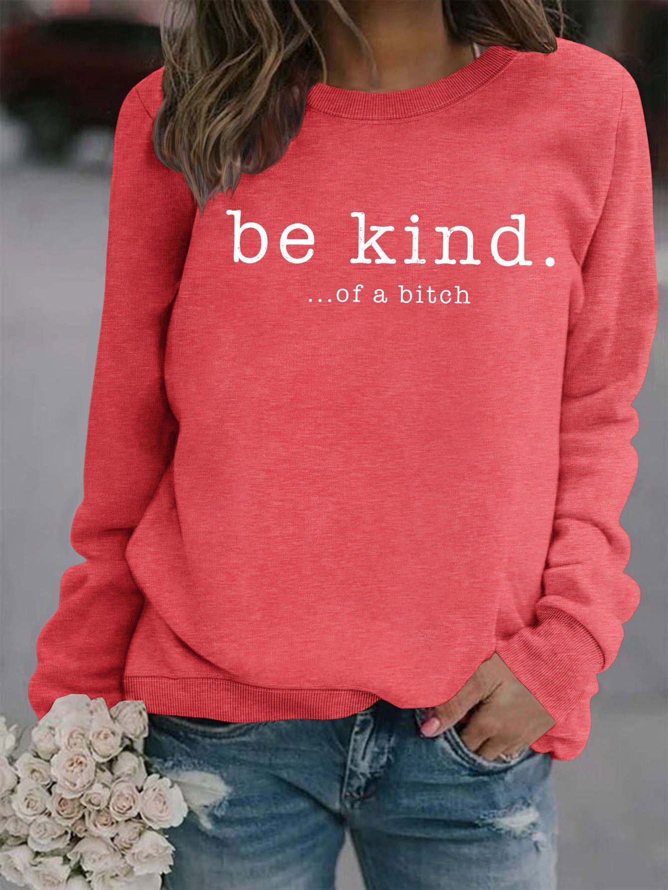 Women's Casual Printed Round Neck Pullover Hoodie