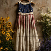American-style Vintage-print Loose-fitting Dress