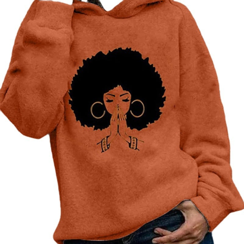 Girls Cute Printed Hooded Sweater Cozy Fall Winter Pullover