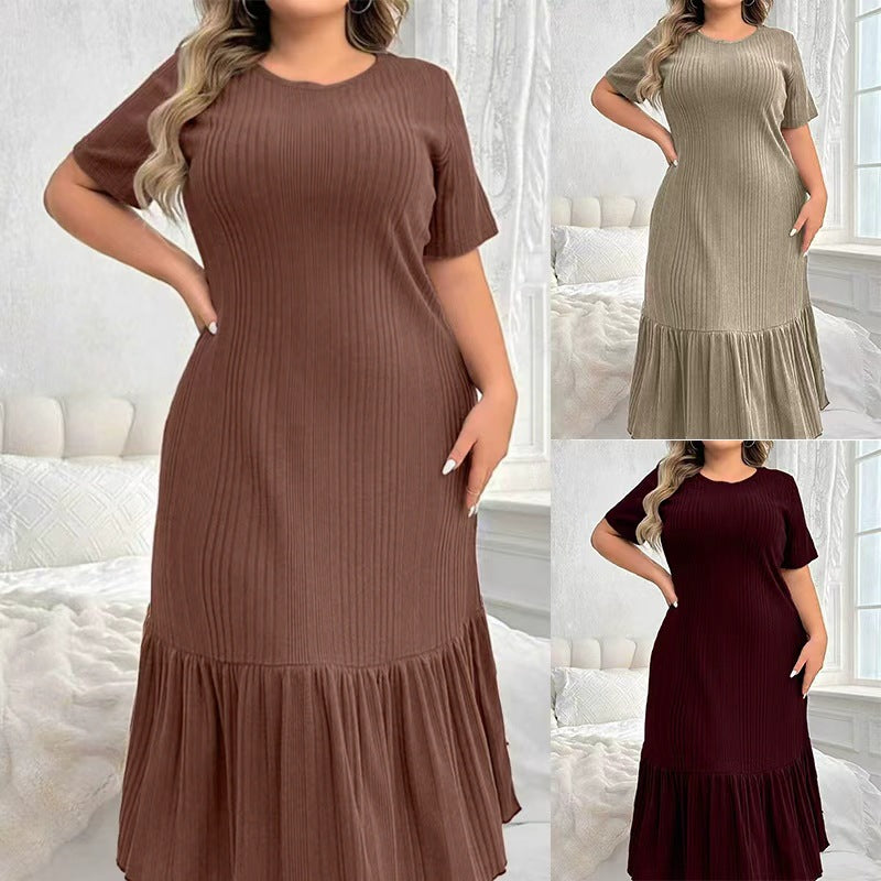 Womens Plus-size Dress with Vertical Stripes