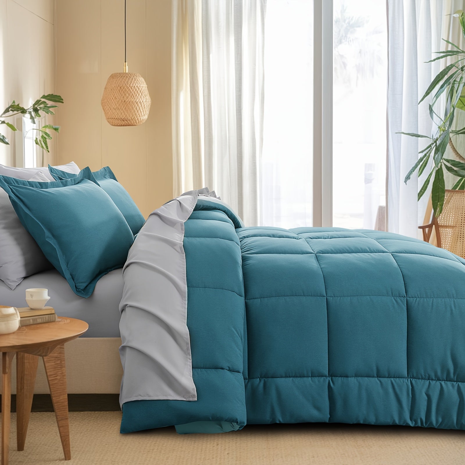 7pcs Ultra-Soft Bed In A Bag, Down Alternative Bedding Sets With All Season Quilted Comforter, Flat Sheet, Fitted Sheet, Pillowcases -Gifts For The Family And Friends