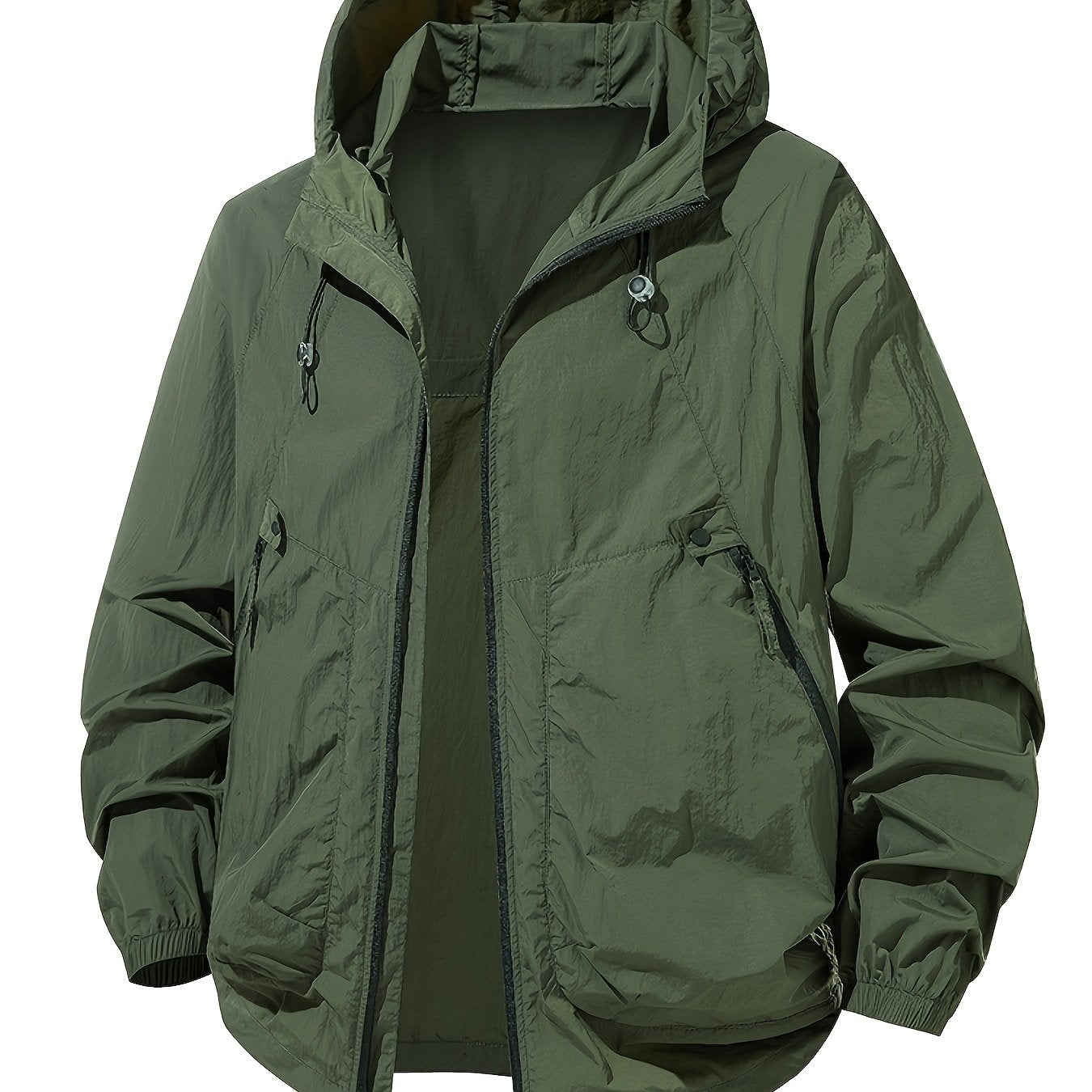 Men's Lightweight Summer Outdoor Jacket with Hood, Large Zippered Pockets – Breathable, Quick‑Dry, Casual Style for Hiking, Climbing and Fishing