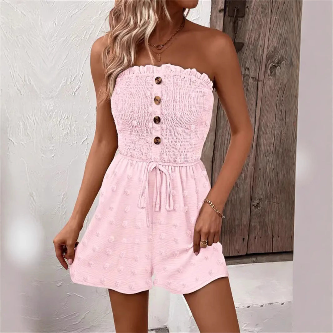 Womens Fashion Solid-color Off-shoulder Jumpsuit