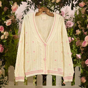 New Womens Sweet Heart-shaped Lover Sweater Knitted Cardigan