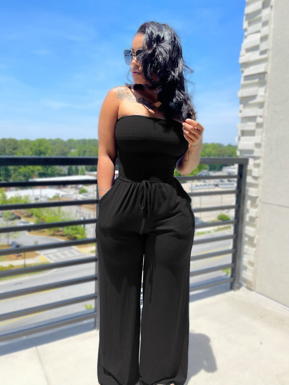 Casual Brushed Wide-Leg Jumpsuit