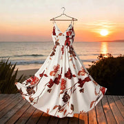 Women's Casual French Printed Spaghetti Strap Dress