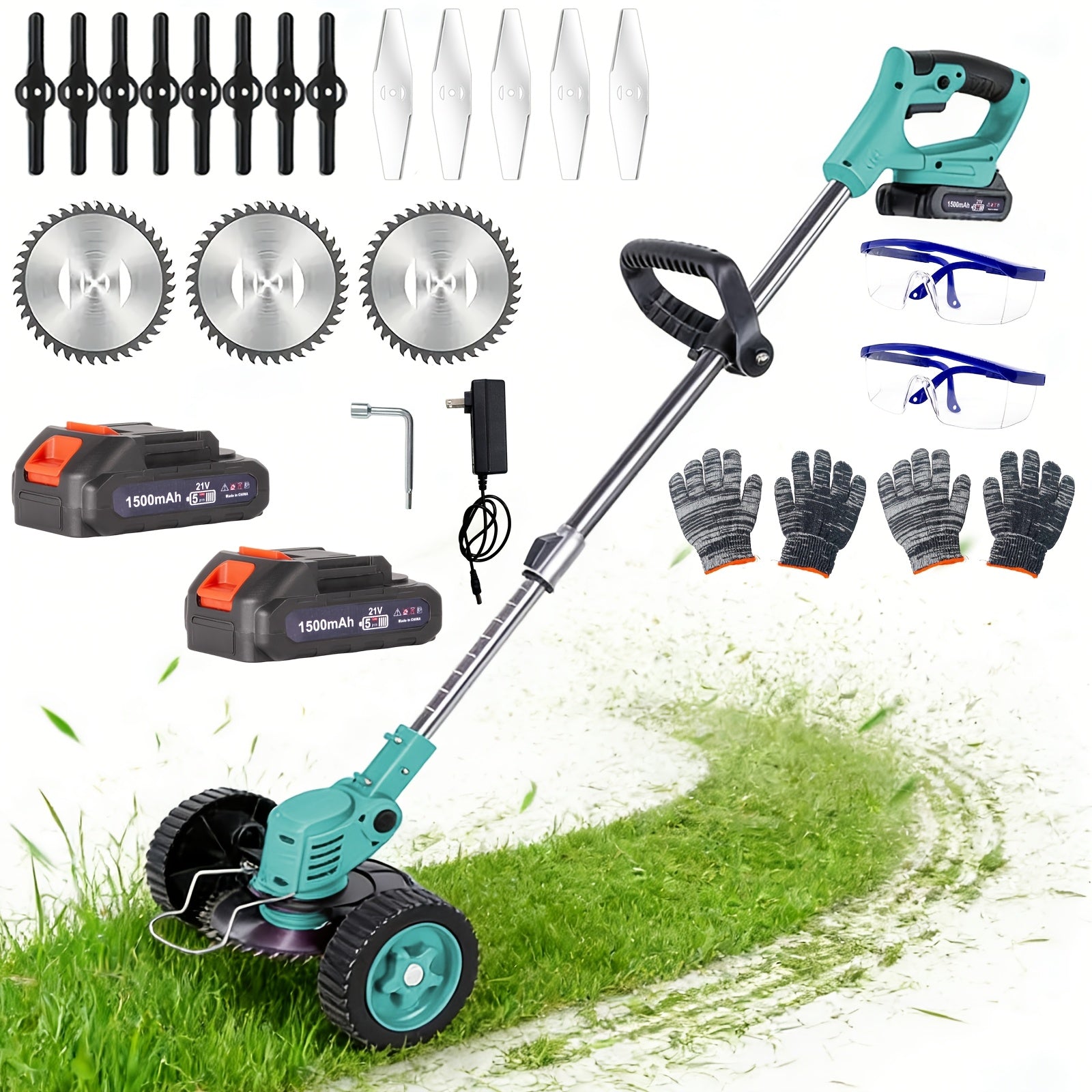 Compact Portable Electric Lawn Mower with Lithium‑Ion Battery and Multi‑Blade Weed Trimmer – All‑in‑One Garden Tool