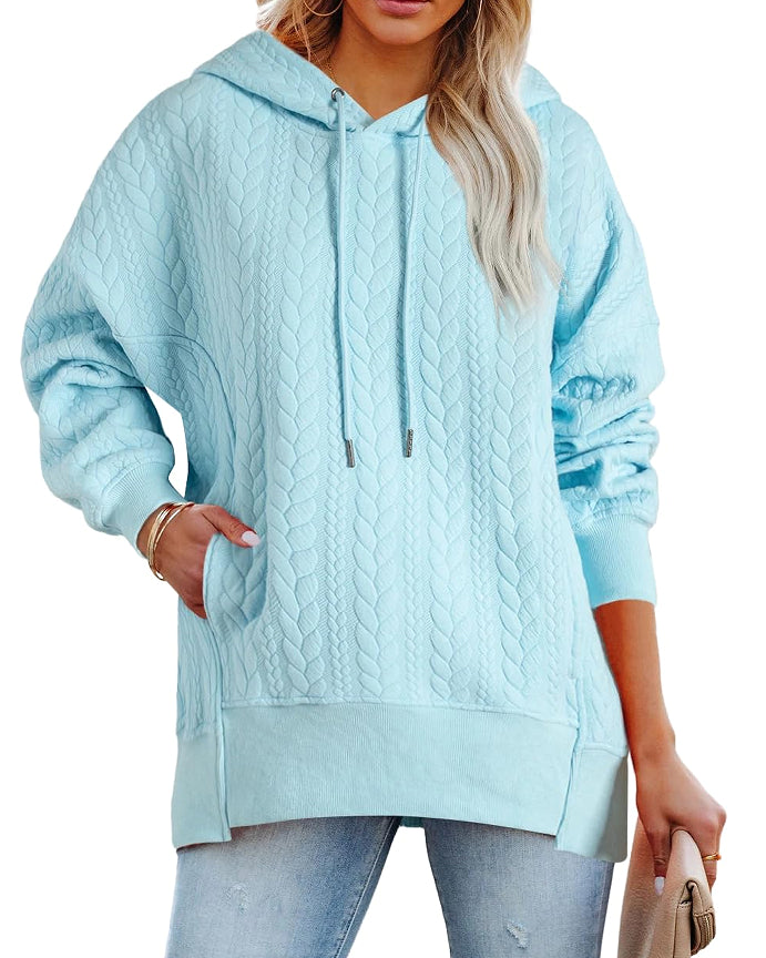 Casual Twist Texture Solid Color Women's Hoodie Sweater