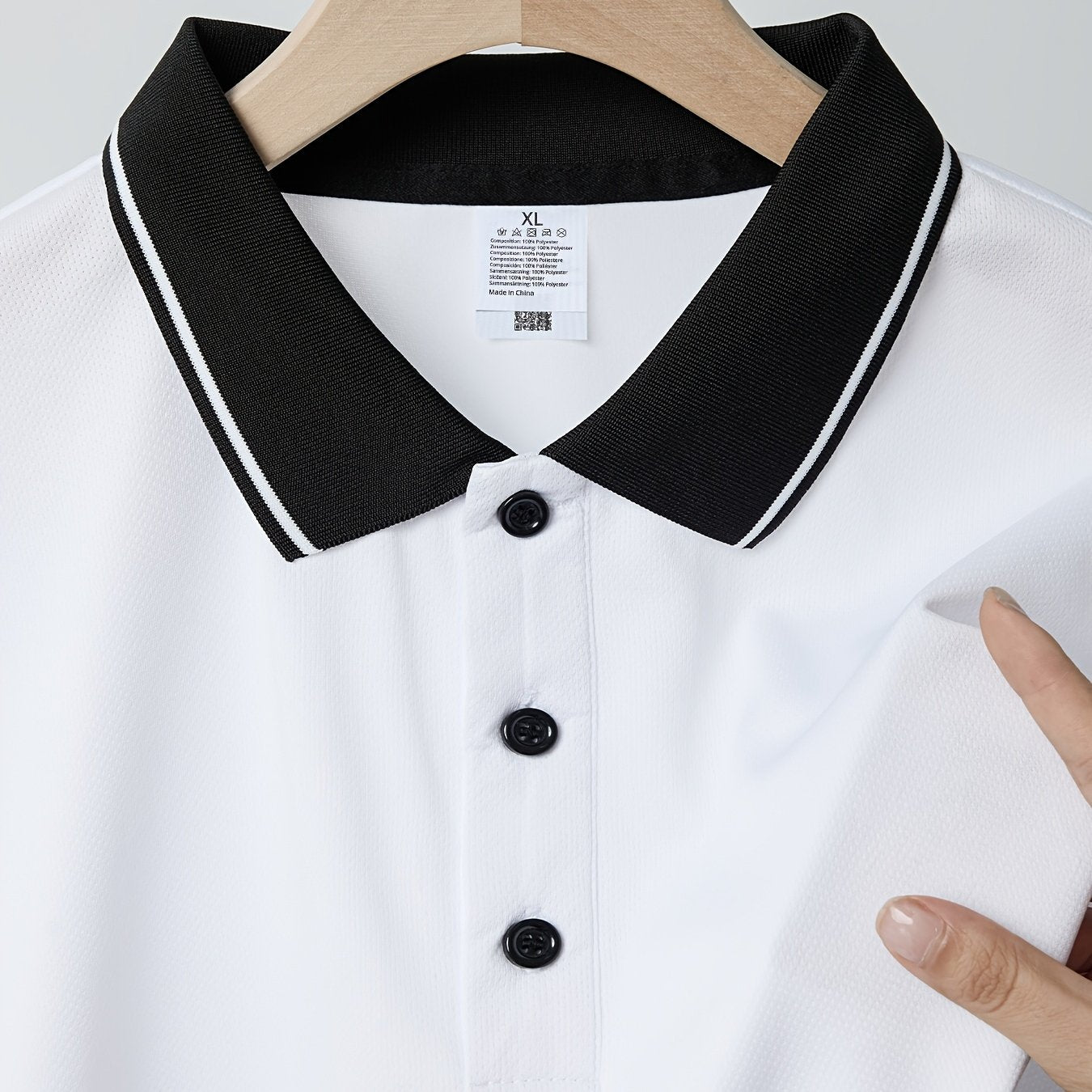 Men's Solid Color Polo Shirt with Breathable Fabric