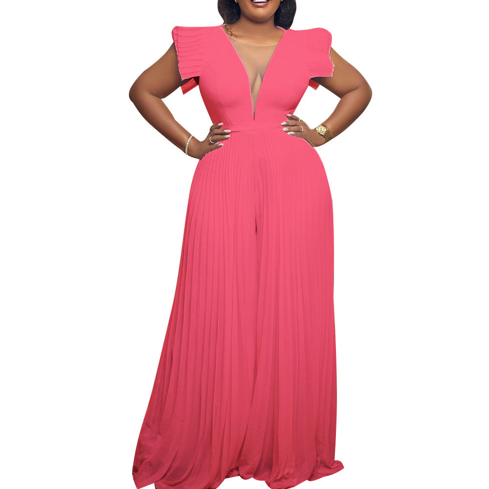 High Waist Wide Leg Jumpsuit - Chic Solid Romper