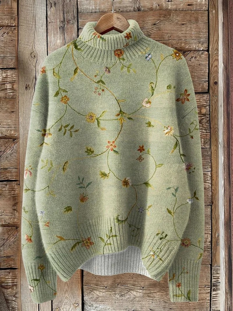 Women's New Floral Print Pullover Sweater
