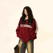 Retro Polo Collar Loose Couple's Sweater