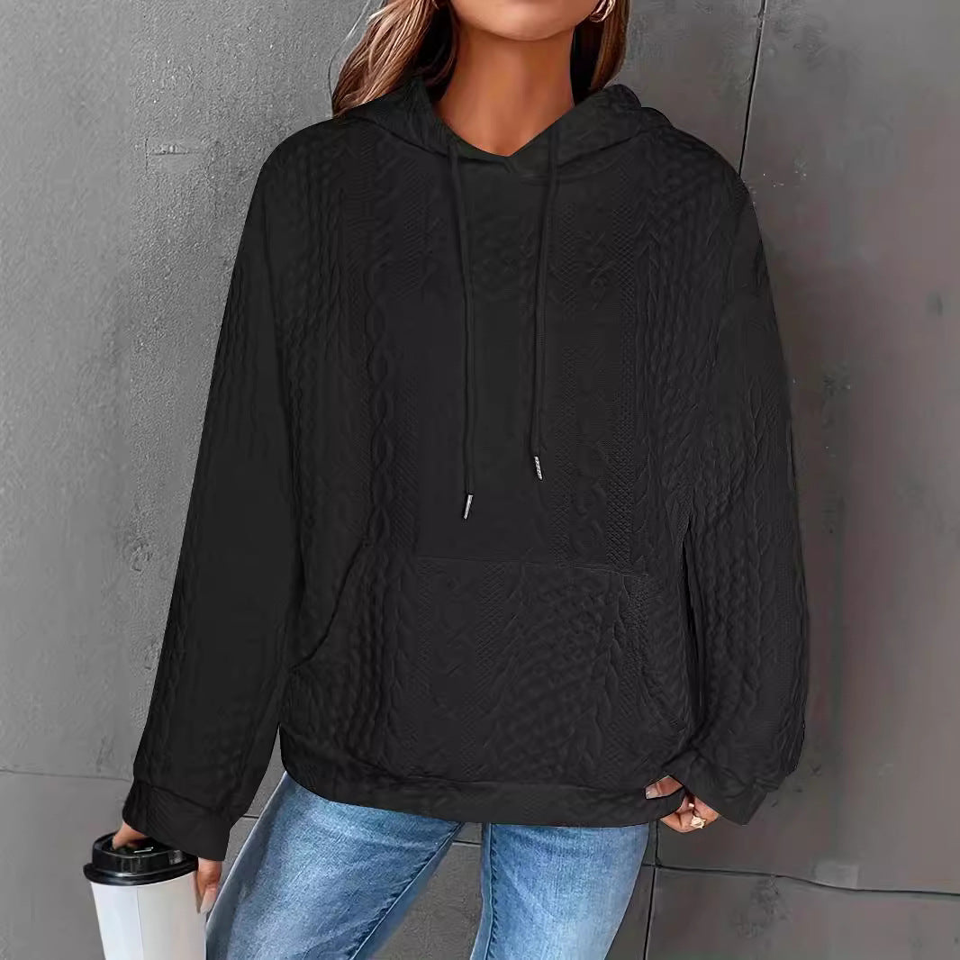 Women's Casual Jacquard Knit Pocket Sweater Long-Sleeve Top