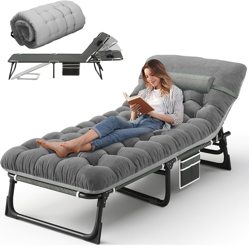 1-Pack Comfortable Foldable Single Bed For Adults - Portable Durable Frame, High Quality Fabric, Outdoor Travel, Poolside, Patio, Gazebo And Tent, Poolside Lounging, Elegant Outdoor Furniture, Comf...