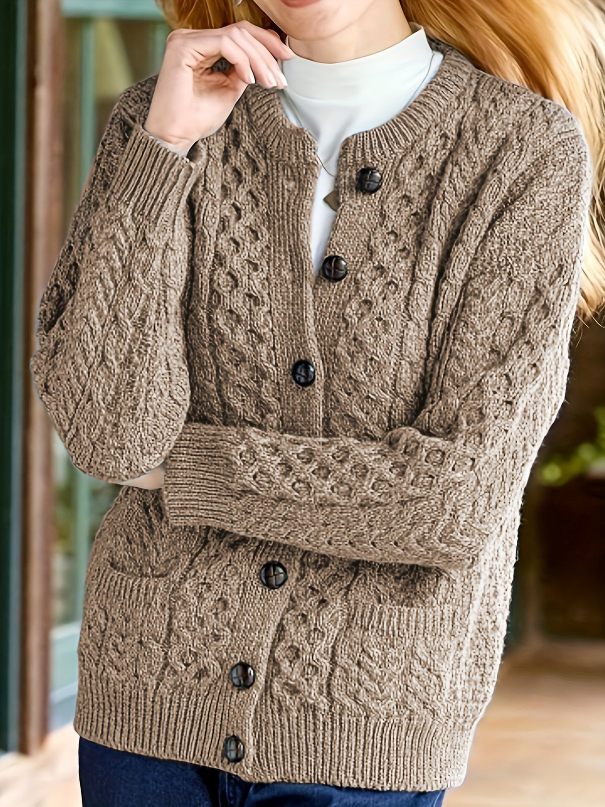 Women's Casual Knit Cardigan Sweater Cozy Long Sleeve