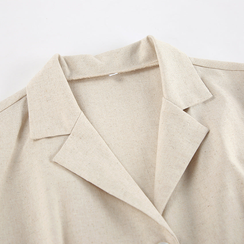 French Cotton Linen High-Waist Casual Jumpsuit