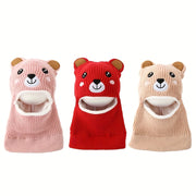 3-Piece Kids' Fleece Winter Hat Set with Cartoon Design
