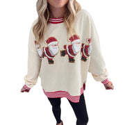 Sequined Santa Skating Christmas Sweatshirt for Women