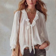 Fashionable V-neck Loose-fit Shirt Top