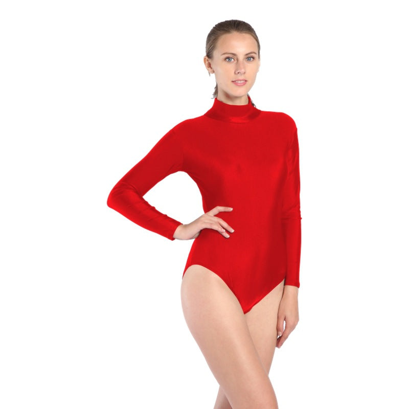 Women's Short Small Turtleneck Dancing Dress Back Zipper Tights