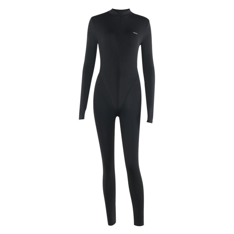 Women's High Waist Zipper Jumpsuit