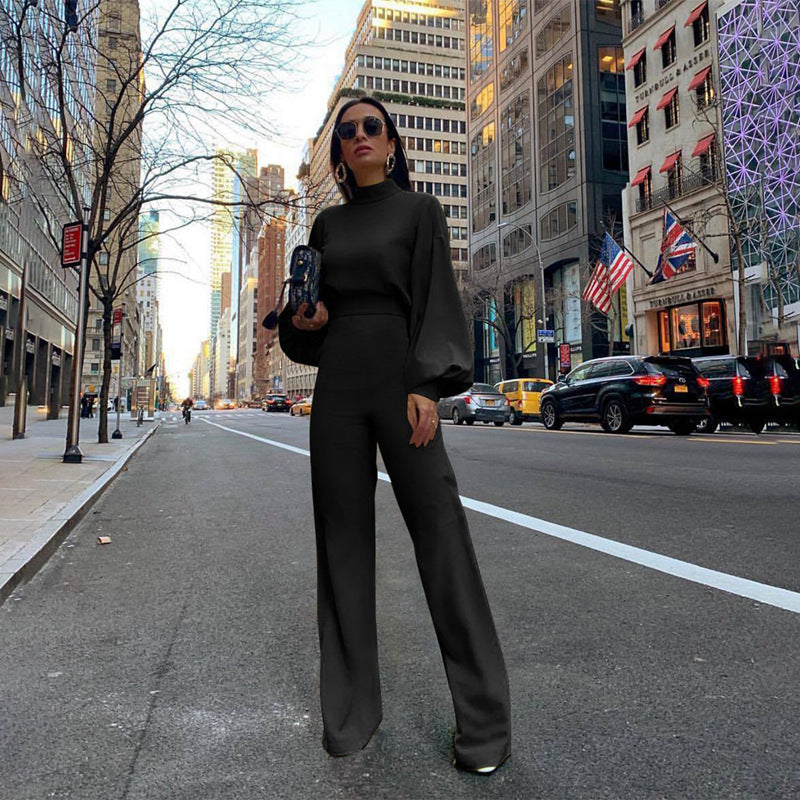 Elegant Women's Wide-Leg Long-Sleeve Jumpsuit