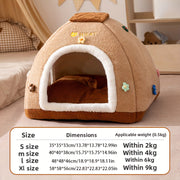 All-Season Portable Dog Bed Tent With Dome Canopy - Easy Assembly Cozy Kennel For Small/Medium/Large Dogs, Grey & Brown Beige /Outdoor Pet House, Durable Shelter For Pomeranian, Chihuahua, Poodle