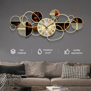 35-inch Large Metal Wall Clocks, 3D Silent Non Ticking Timepiece, Minimalist Art Decorative Home Accent, Golden Tone Modern Wall Clock for Bedroom, Farmhouse, Office Wall Decor