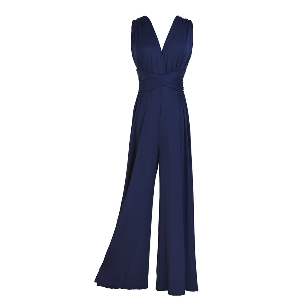 Women's Cross Bandage Stretchy Jumpsuit