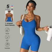 Cross-Strap Fitness Bodysuit for Shaping & Workout