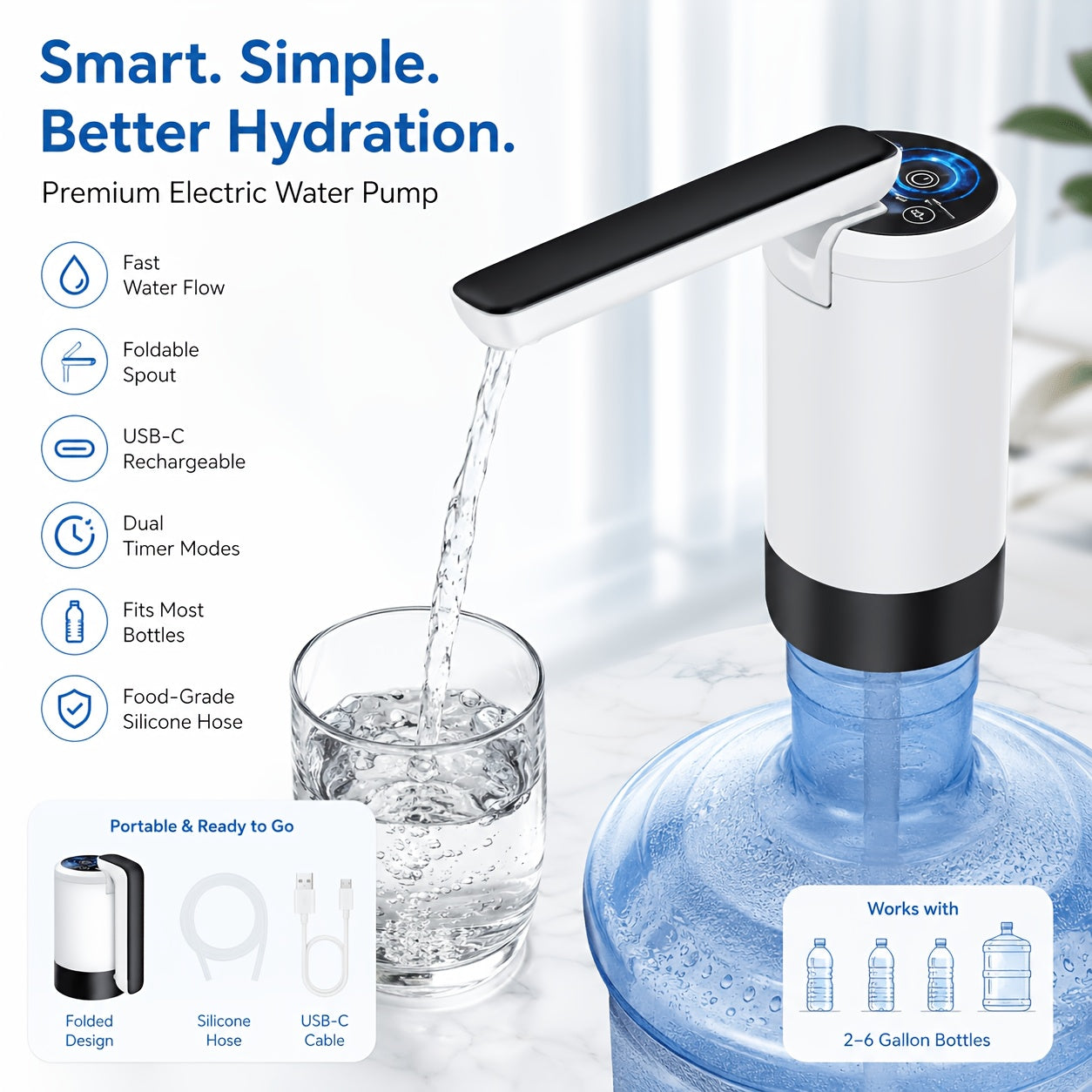 Portable USB Lithium Battery-Powered Electric Water Pump