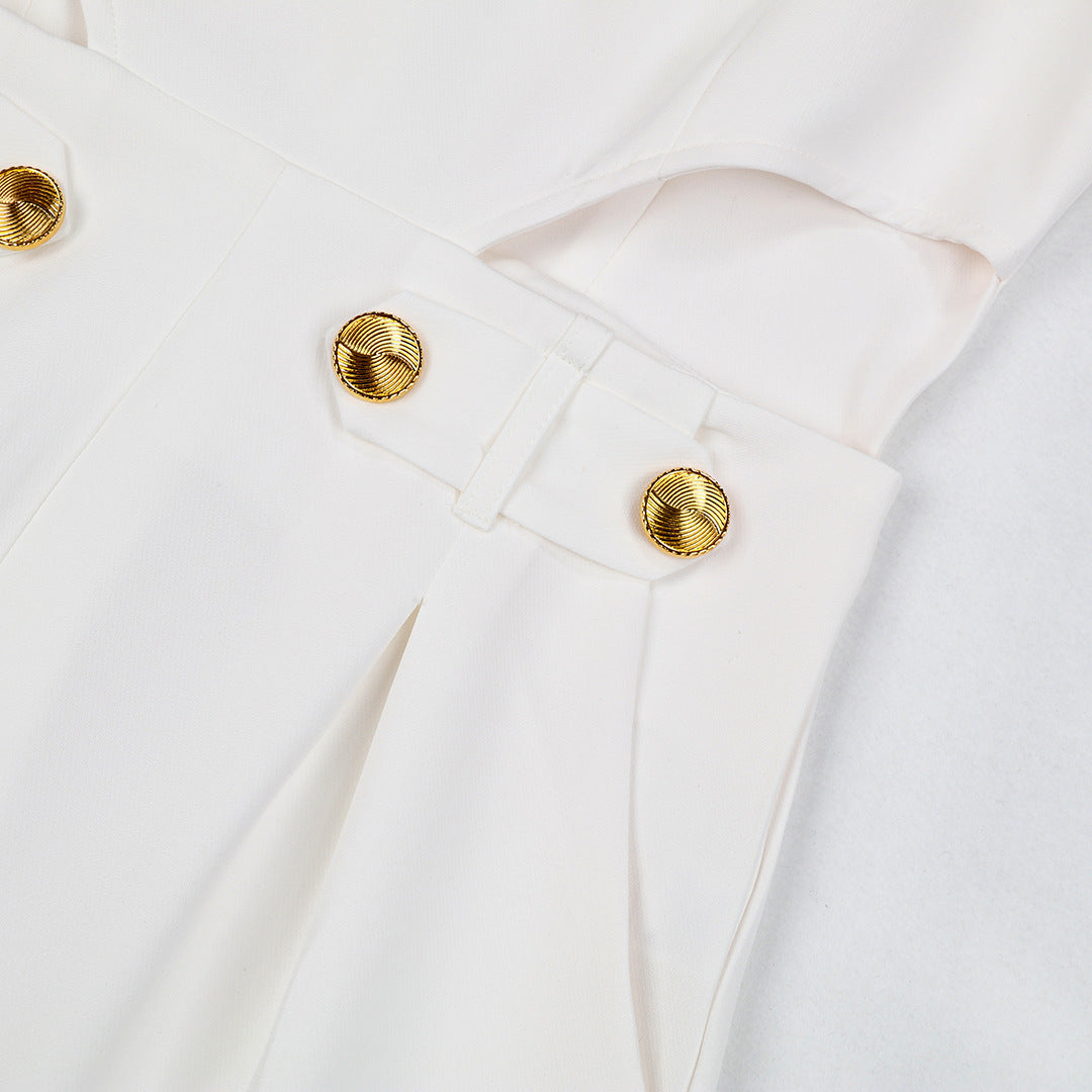 Chic Short-Sleeve Wide-Leg Midriff Jumpsuit for Women