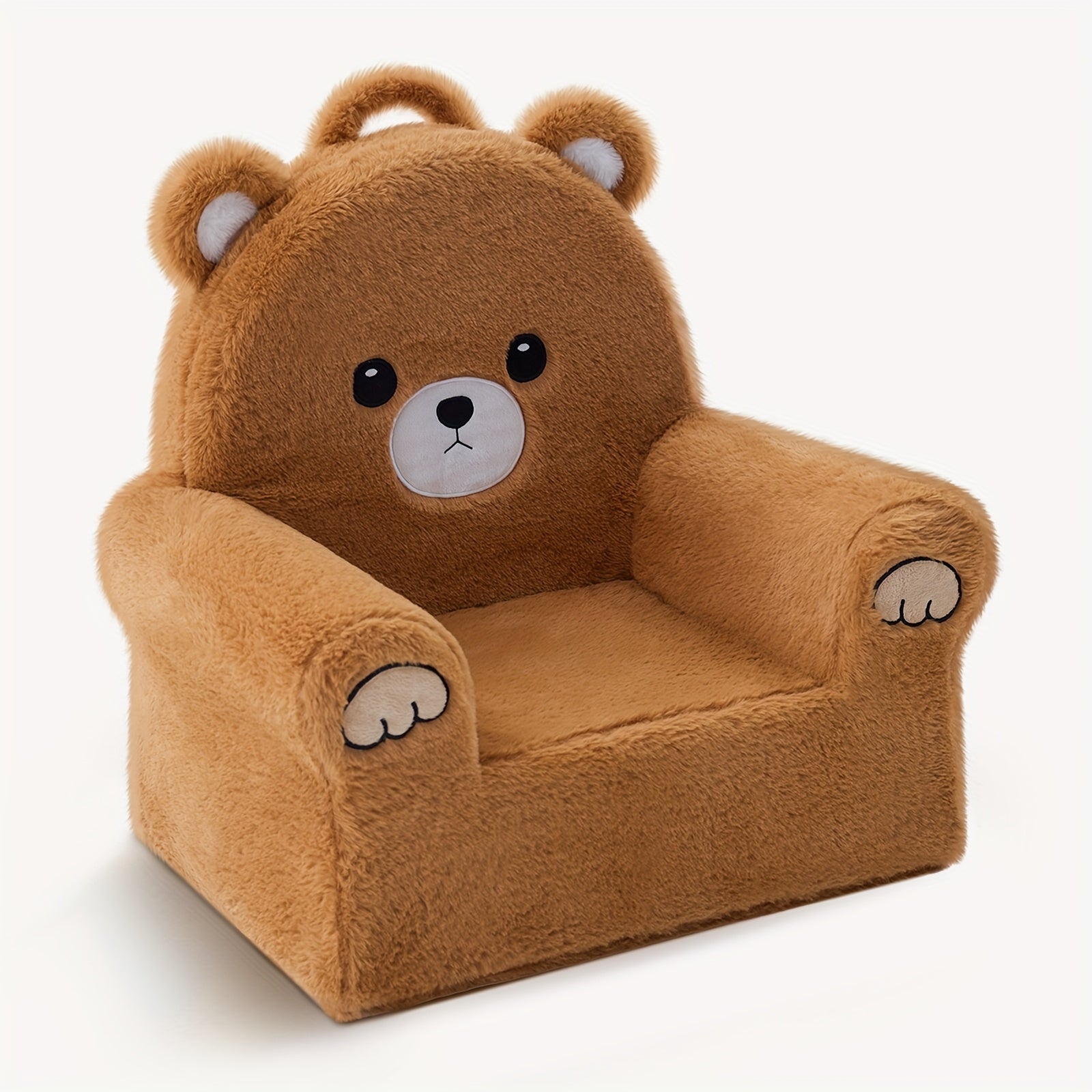 Ultra Soft Teddy Bear Fleece Kids Sofa Chair with Machine Washable Cover, 19.2" x 13" x 19.7", 5.6 lbs, Cozy Beige