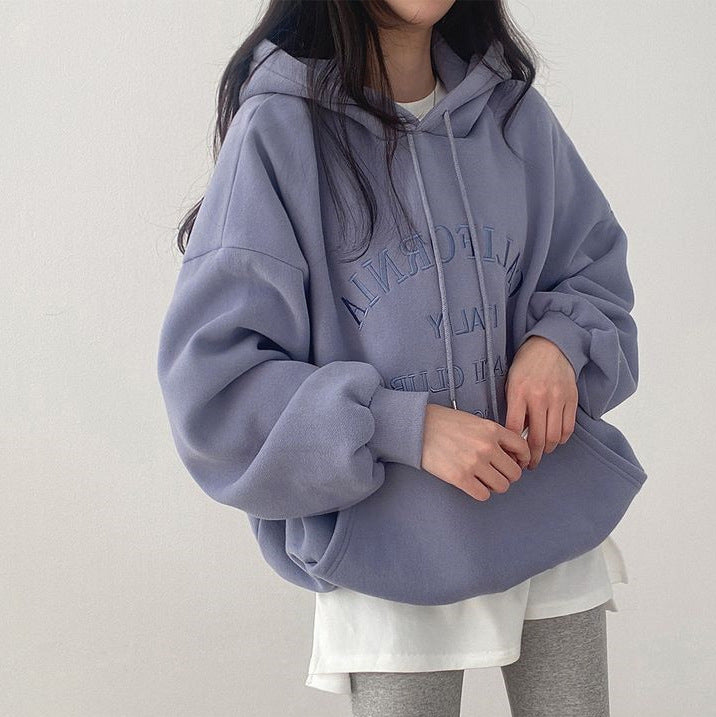 Women's Oversized Casual Embroidered Pullover Sweatshirt