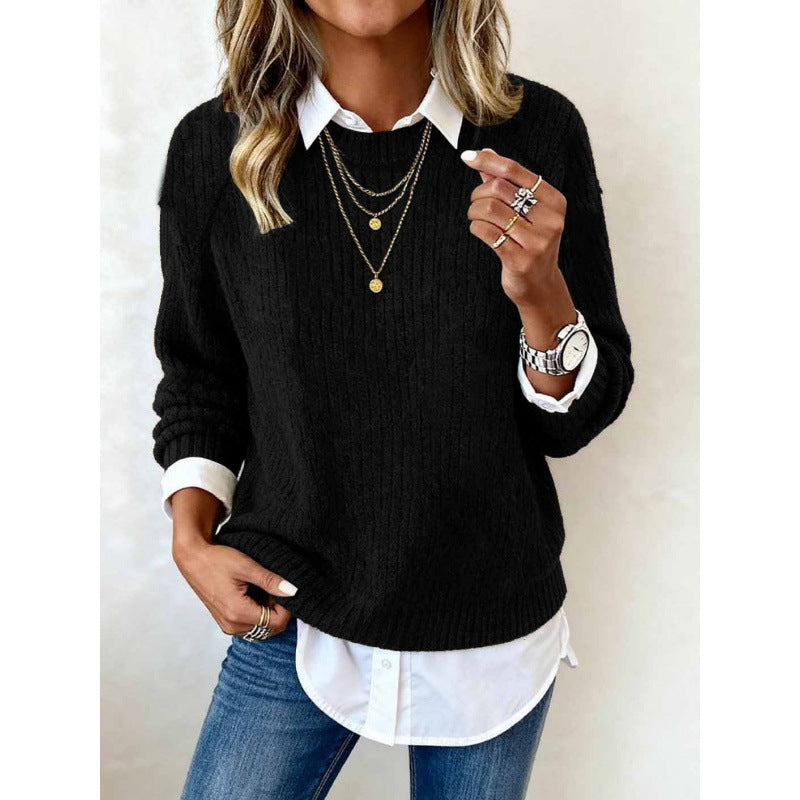 Fallwinter Long-sleeve Crew-neck Casual Sweater
