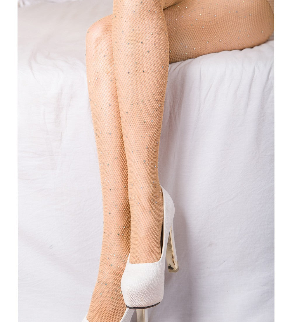 Sparkling Rhinestone Plus-Size Dance Tights & Thong Socks