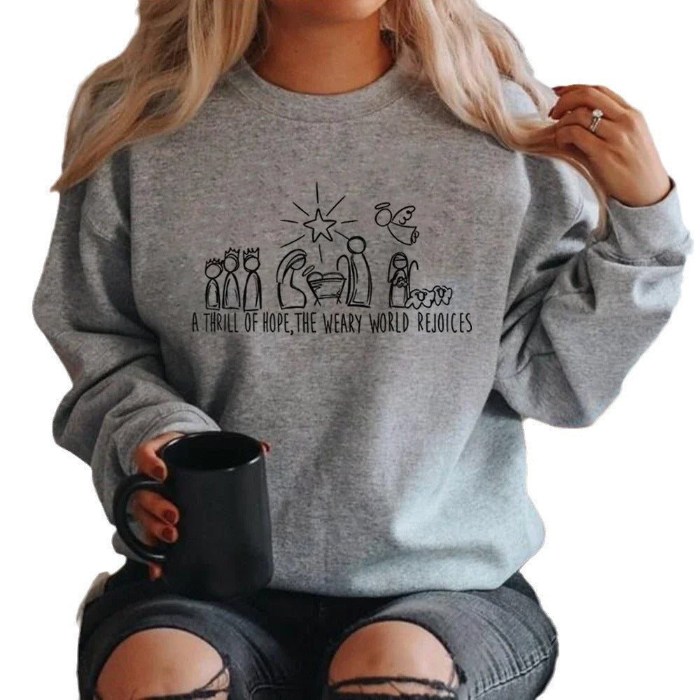Christian Nativity Scene Christmas Sweatshirt Faith Sweater