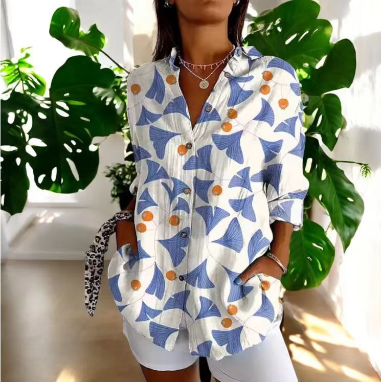 Women's Vintage Floral Print Cardigan Blouse