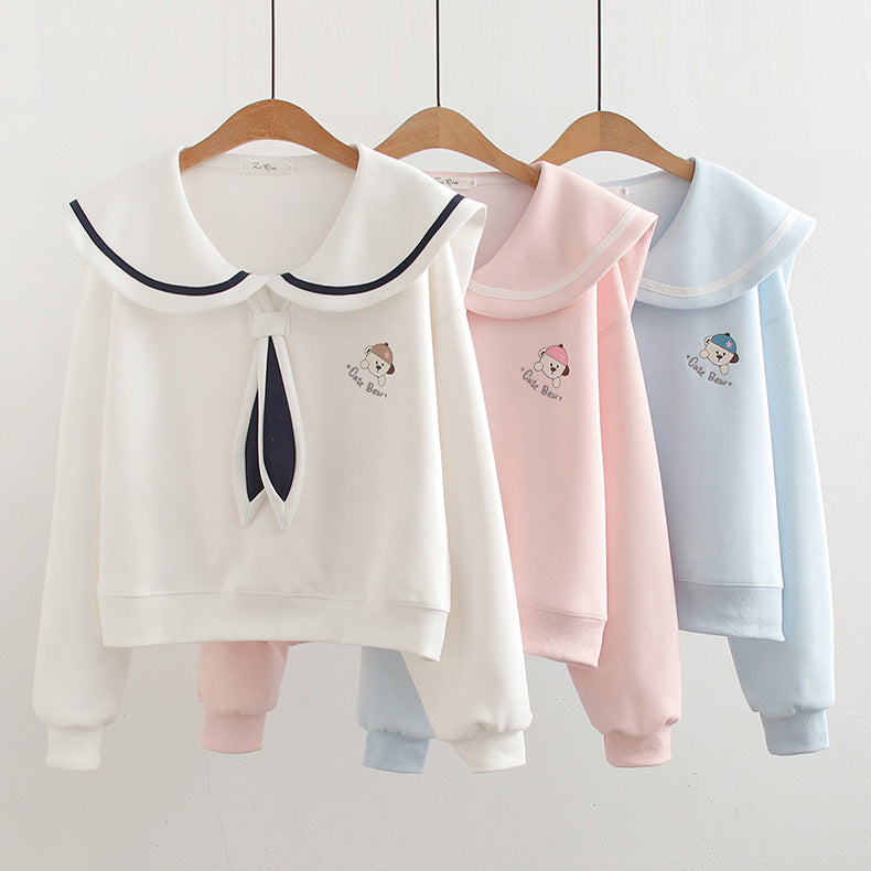 Preppy Sailor Collar Cotton Women's Sweater