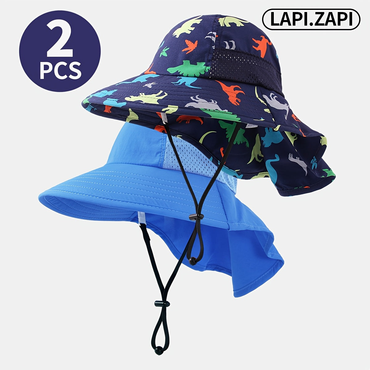 Toddler Flap Bucket Hat Set with Wide Brim and Neck Cover