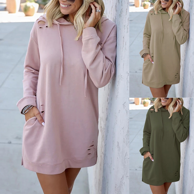 Women's Casual Loose Long Sleeve Hooded Jacket