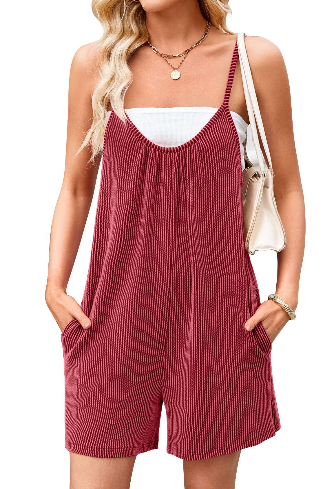 Women's Versatile Pocket Straight Jumpsuit Romper