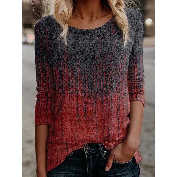 Vintage Printed Loose Round Neck T-Shirt