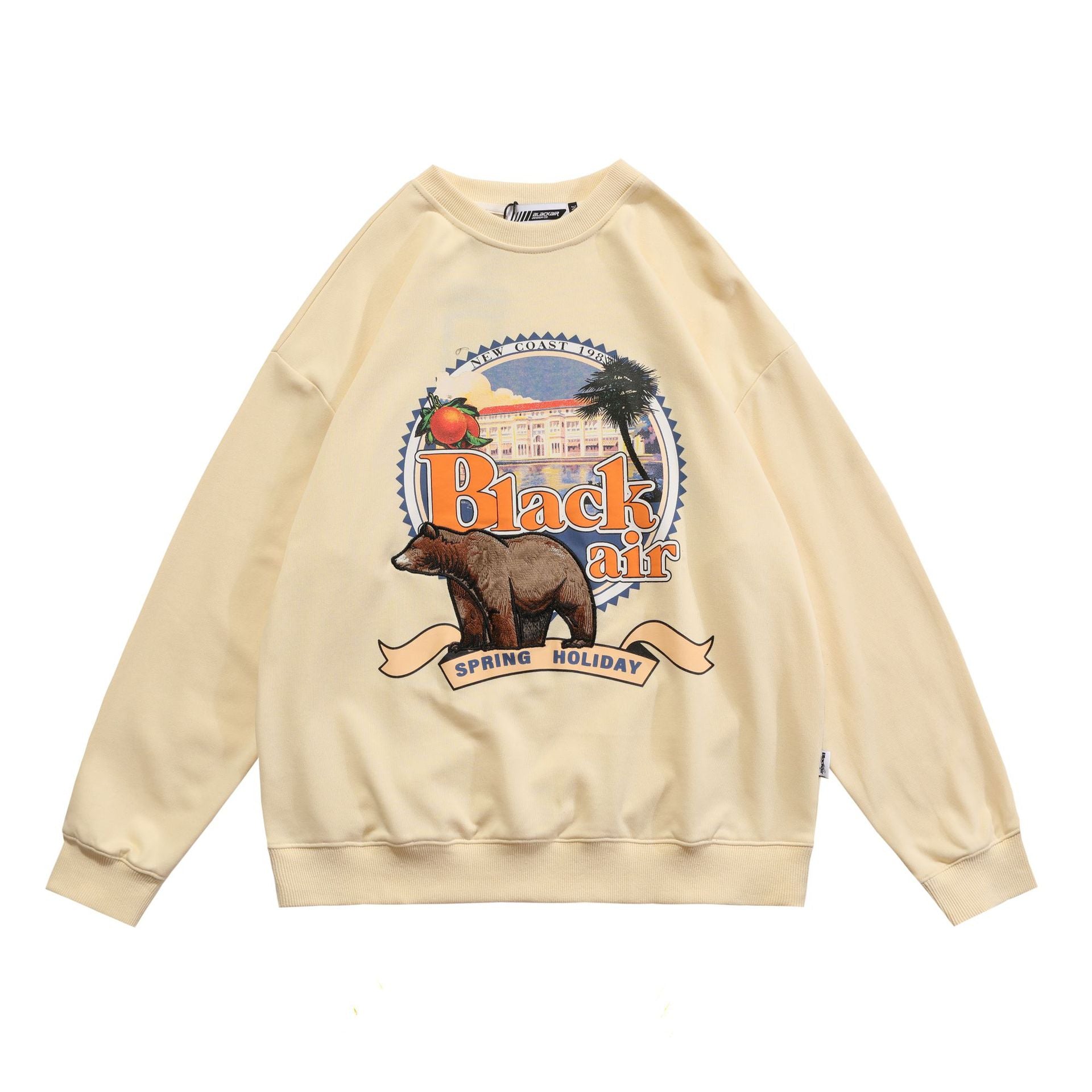 Retro 3D Bear Embroidered Long Sleeve Sweatshirt