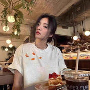 Loose-Fit Cartoon Print Cotton Tee – Summer Comfort Top