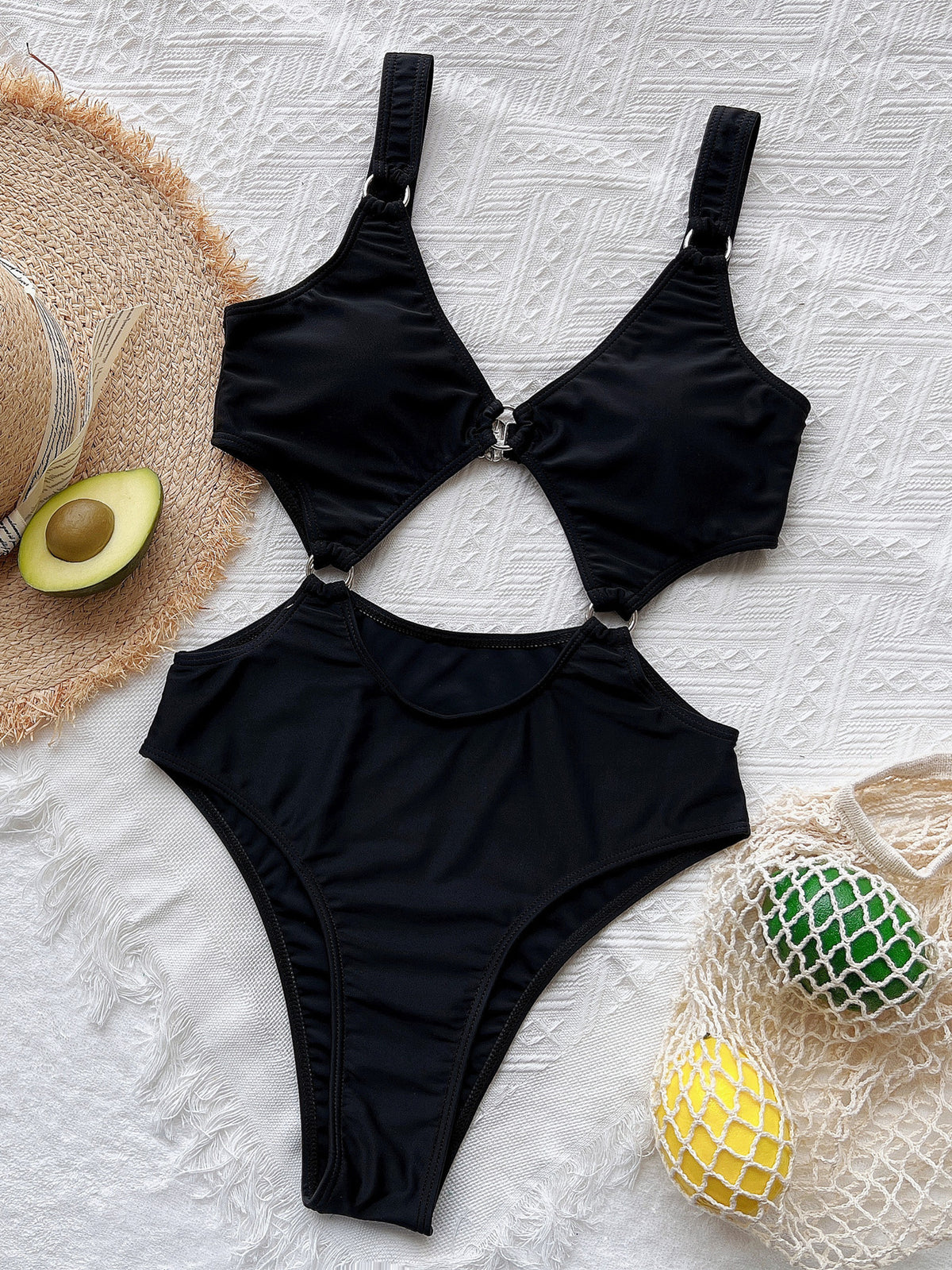 Chic Steel Ring One-Piece Swimsuit for Women